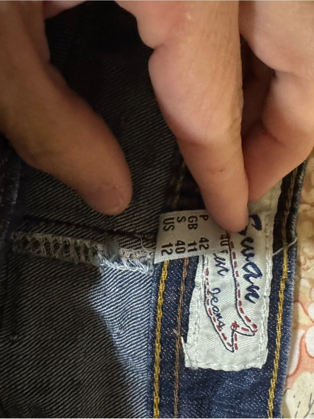 Washed Dark Blue Denim Mini Skirt - Embroidered Pocket Detail